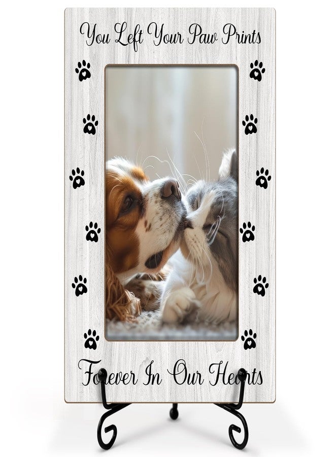 LWBEO Pet Memorial Frame - Your Paw Prints Forever, Wooden Picture Frame Gift - 4x6 Stand - Vertical for Tabletop - Image 1